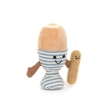 Peluche morbido uovo alla coque e biscotto