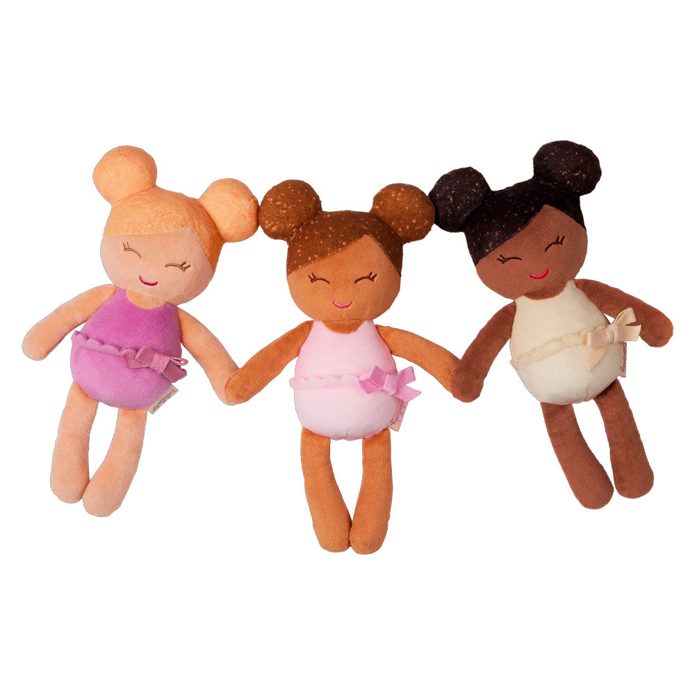 Cesto di 3 mini bambole di peluche da bagno