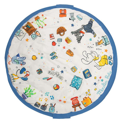Tappeto da Gioco Imbottito 2-in-1 e Borsa Porta Giocattoli