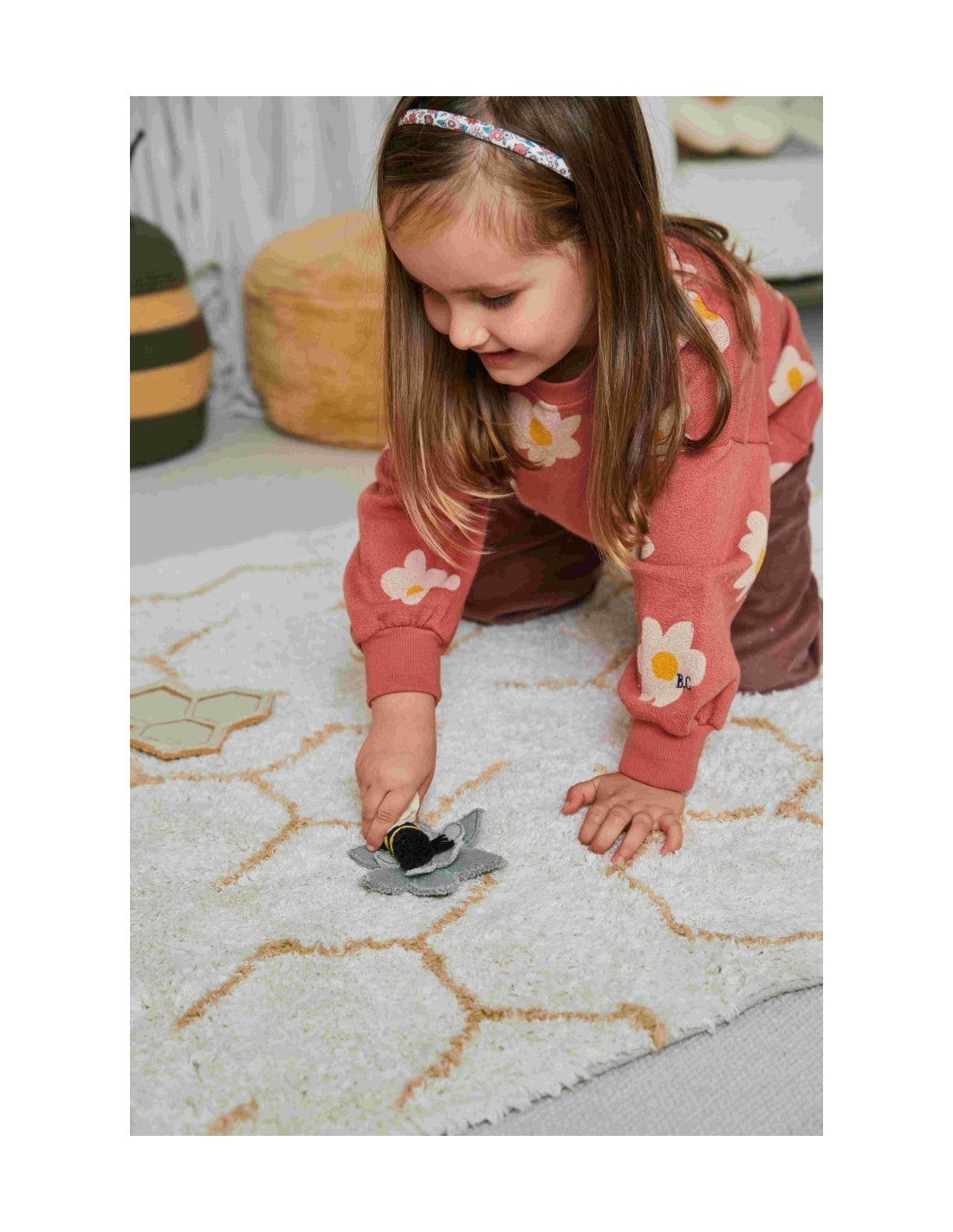Tappeto da gioco lavabile Pollination - 90x130cm - Collezione Planet Bee
