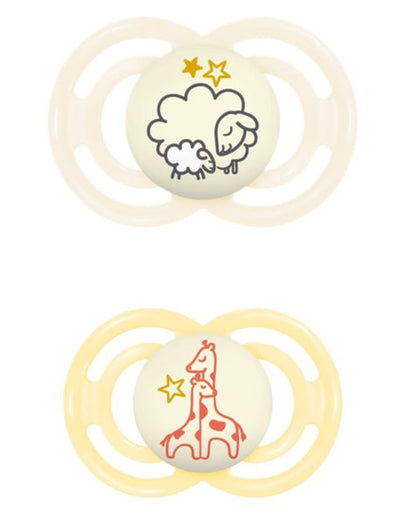 Succhietto Perfect night con scatola portaciuccio - Confezione doppia - Si illumina al buio