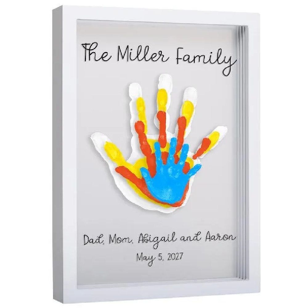 Cornice da Parete in Legno Kit Impronte Mano Famiglia