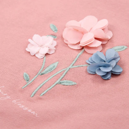 Maglietta Bambina in Cotone Biologico - Pink Blush con Volant