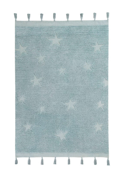 Tappeto Hippy Stars Aqua Blue - 120x175cm - Lavabile in lavatrice