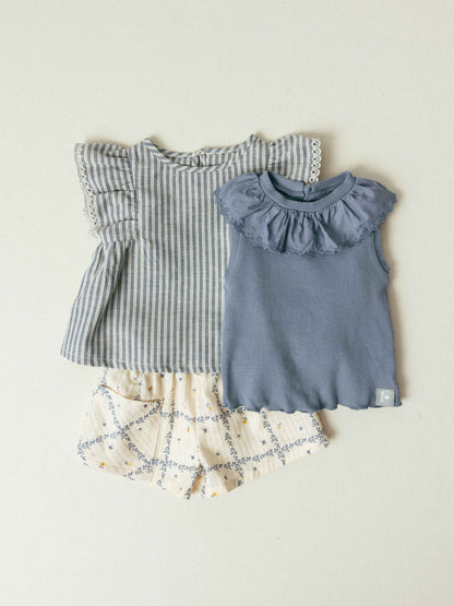 Shorts Pull-up in Cotone Morbido con Stampa e Texture