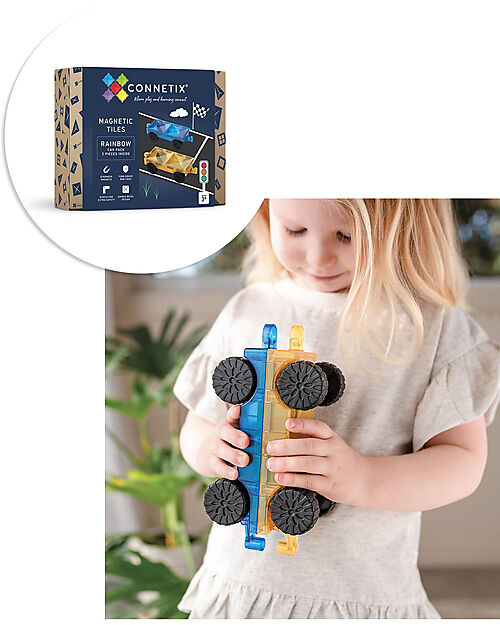 Connetix 2 pezzi - Auto Arcobaleno - 100% Plastica ABS Atossica