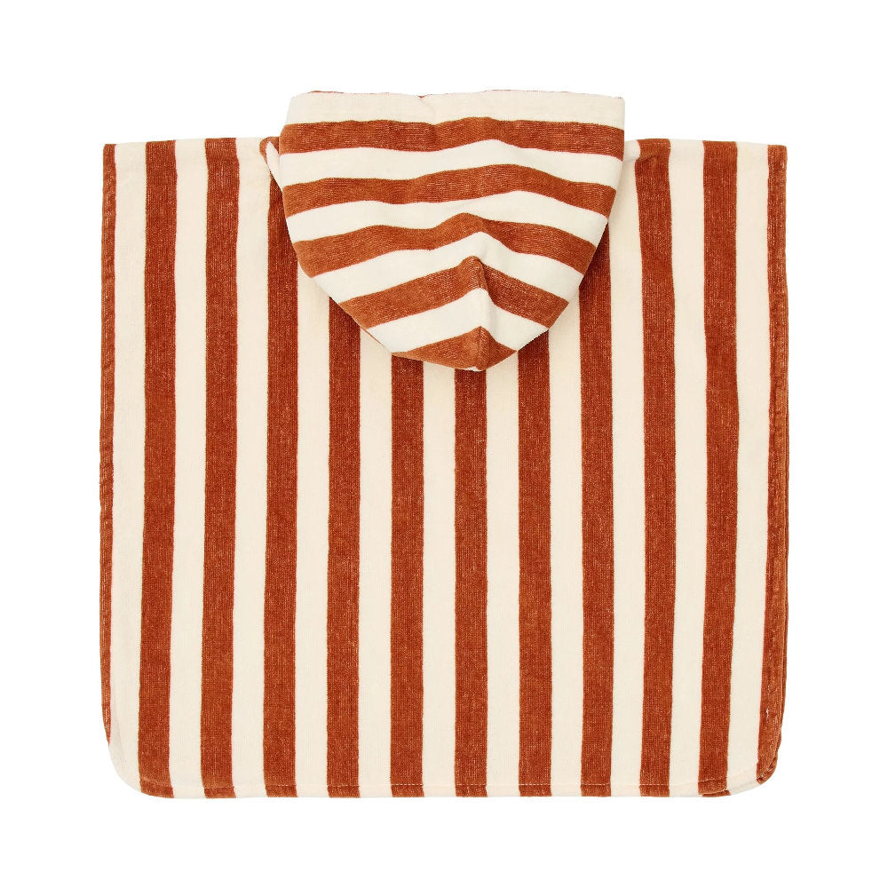 Poncho Mare per Bambini 'Ocean Brown Stripes' in Spugna (Cotone Biologico)