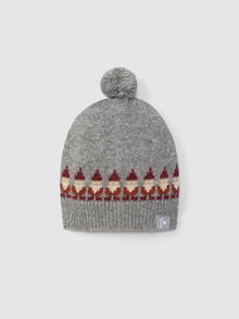 Berretto lavorato a maglia jacquard con pompon