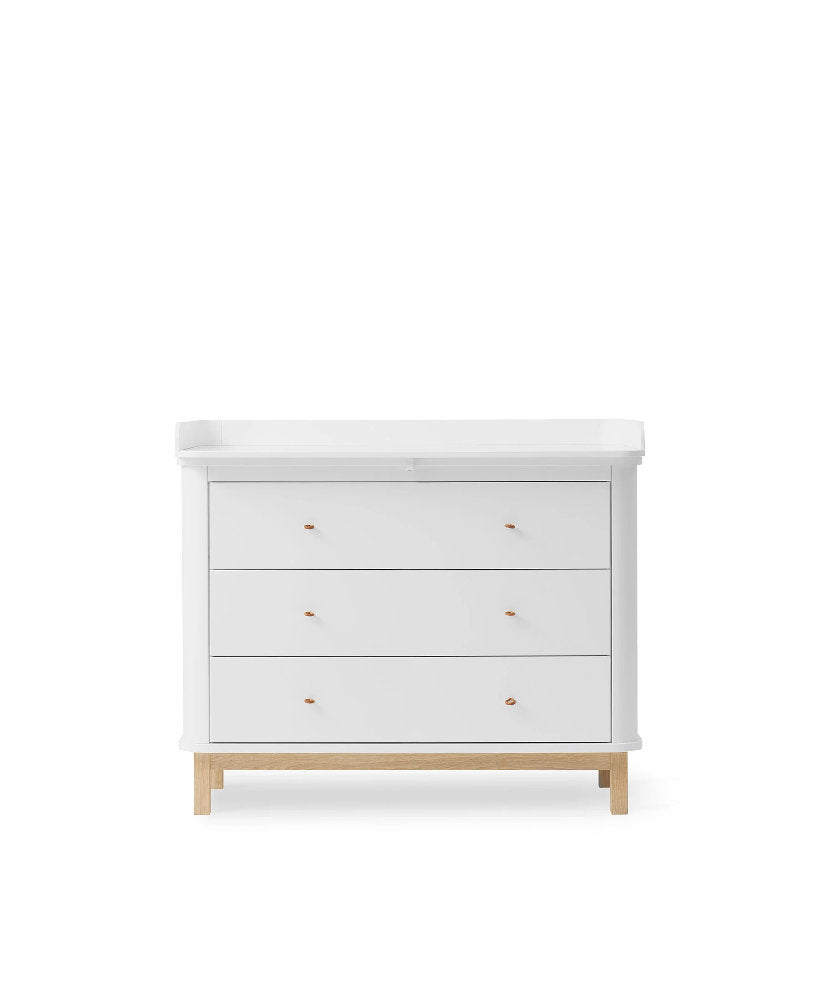 Cassettiera Fasciatoio in Legno di Rovere 'Wood Nursery Dresser' con 3 Cassetti