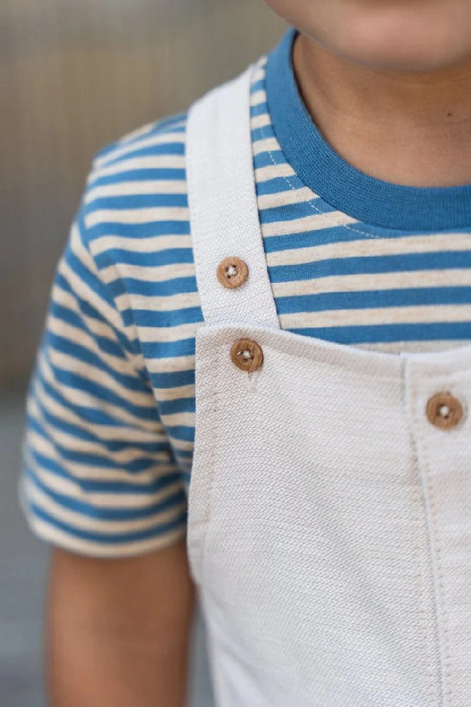T-Shirt Bambino a Righe in Cotone Biologico - Indigo e Sabbia