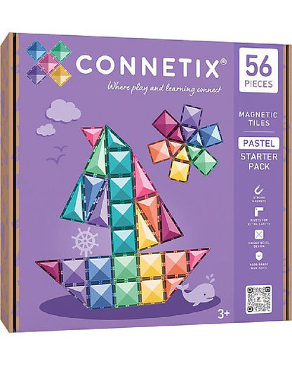 Set Costruzioni Magnetiche 'Starter Pack' 56 Pezzi Connetix Tiles (Linea Pastel)