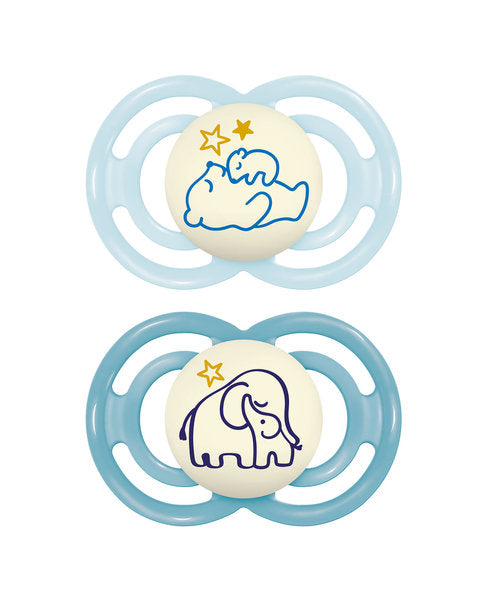 Succhietto Perfect night con scatola portaciuccio - Confezione doppia - Si illumina al buio