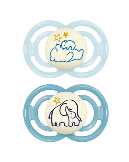 Succhietto Perfect night con scatola portaciuccio - Confezione doppia - Si illumina al buio