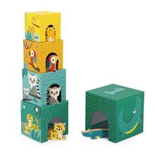 Cubi Impilabili e Gioco Incastro 'Gli Animali della Giungla' in Legno e Cartone FSC® (dai 12 Mesi)
