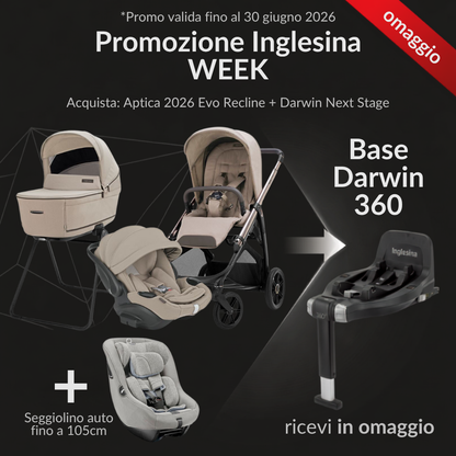 Inglesina Aptica 2026 con ovetto Evo Recline - con Base Darwin in Omaggio