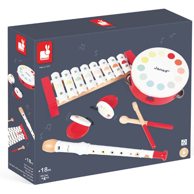 Set Strumenti Musicali in Legno 'Confetti' (4 Pezzi dai 18 Mesi)
