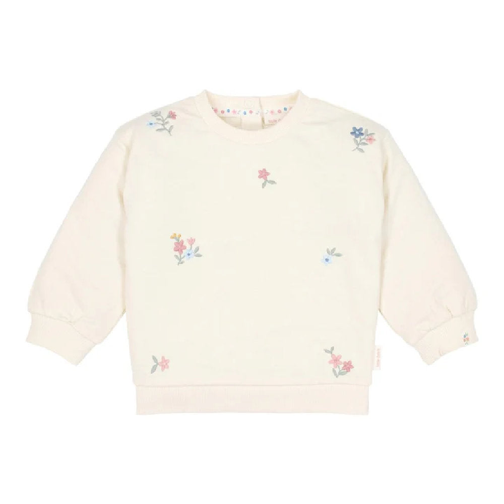 Maglioncino in Felpa Leggera di Cotone Biologico - Color Crema con Ricamo