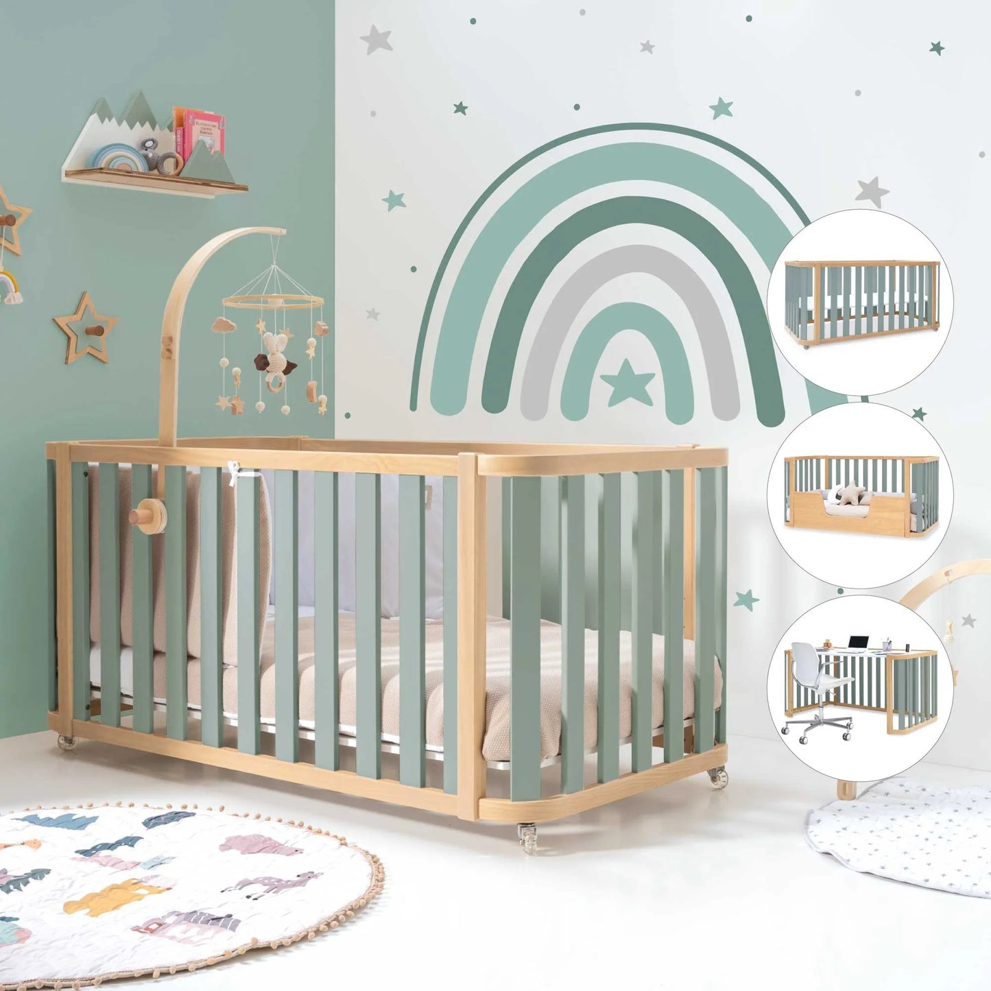 Lettino evolutivo Crea DUE PLUS - Lettino-Letto montessoriano-Scrivania