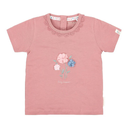 Maglietta Bambina in Cotone Biologico - Pink Blush con Volant