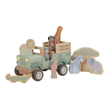 Auto Safari in Legno Verde con Ruote Gommate e Figurine (18+ Mesi)