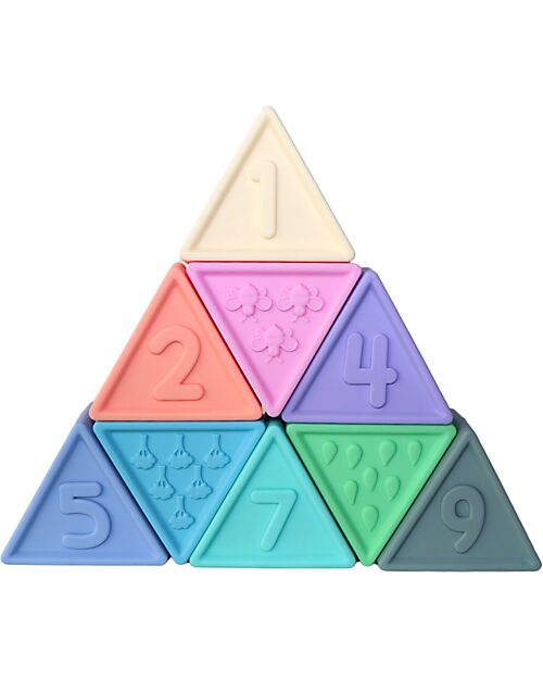 Set Gioco Triblox - 9 Tessere Triangolari - Rainbow Pastel - Silicone