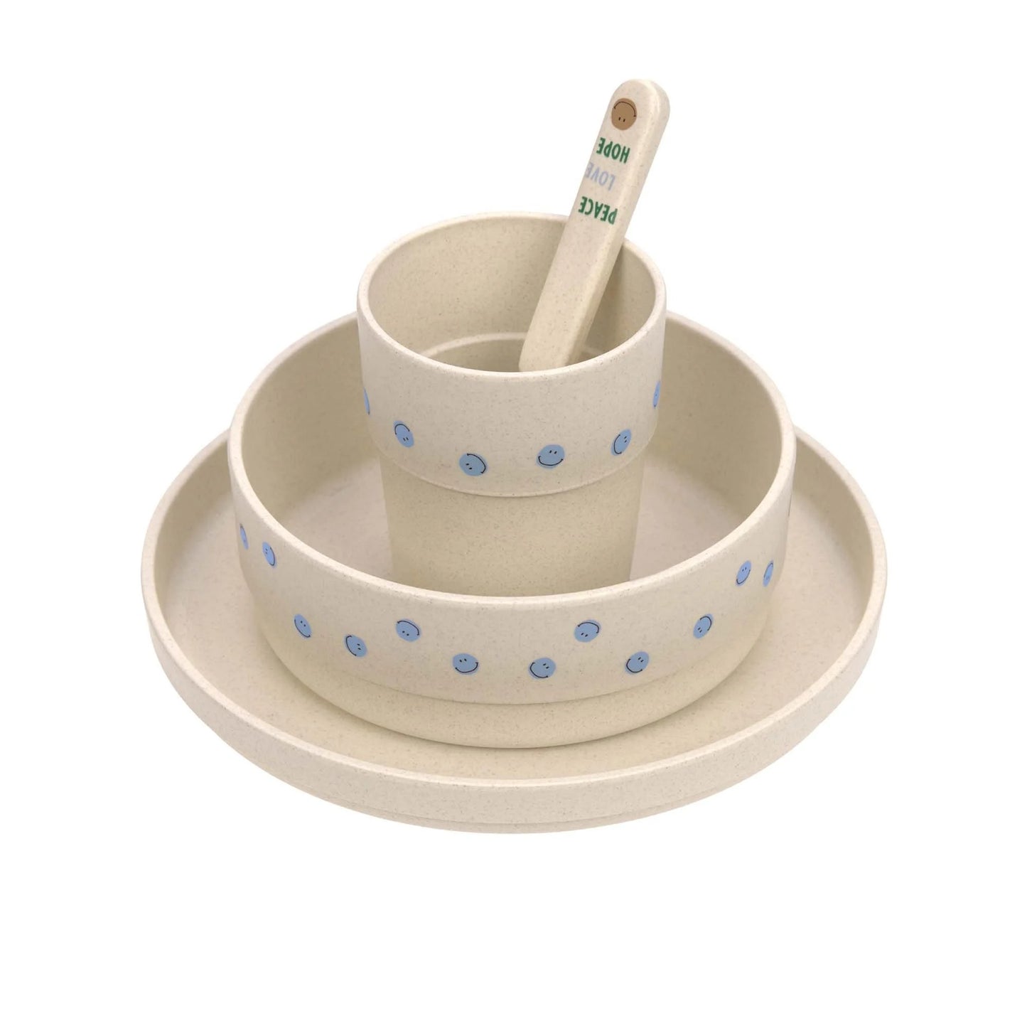 Set piatti 4 pezzi - Ciotola, piatto,bicchiere e cucchiaio