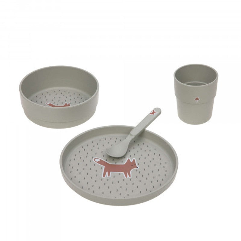 Set piatti 4 pezzi - Ciotola, piatto,bicchiere e cucchiaio