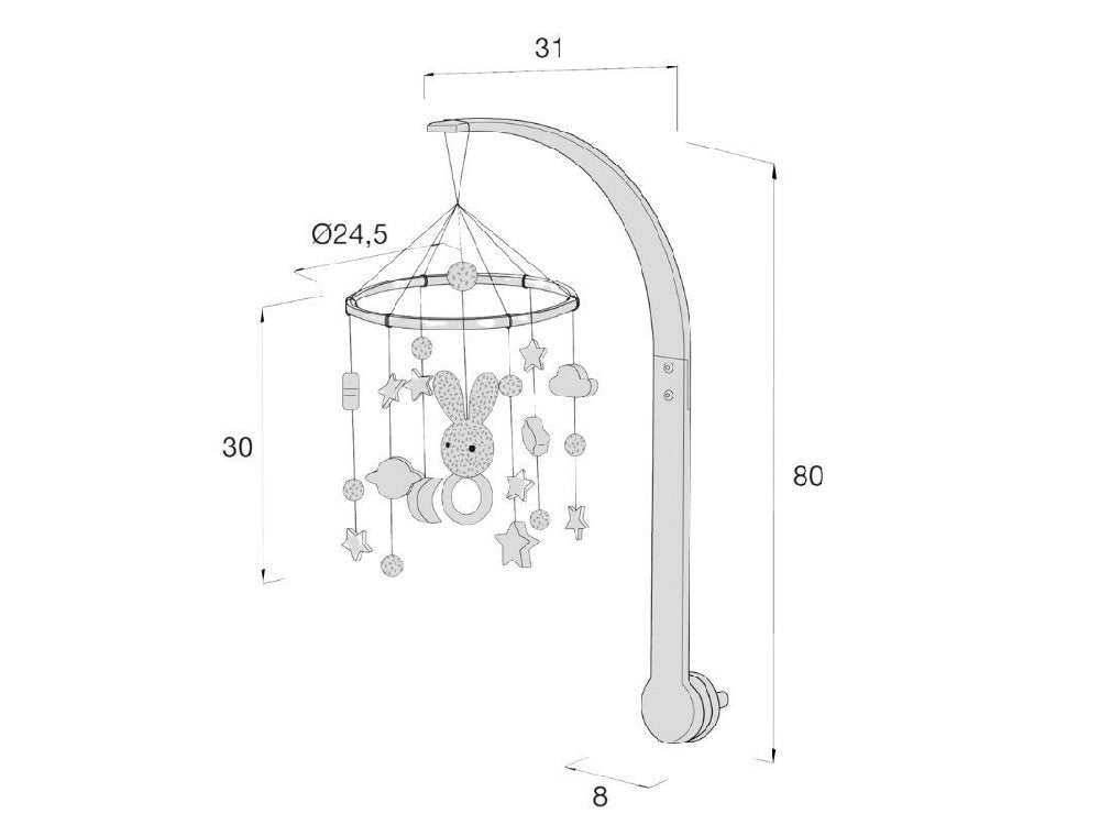 Giostrina per Culla Axis con supporto in legno - Coniglietto