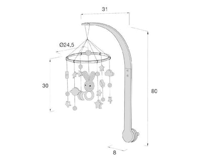 Giostrina per Culla Axis con supporto in legno - Coniglietto