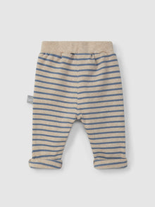 Pantaloni pull-up con stampa a righe in morbido jersey di cotone spazzolato al 100%