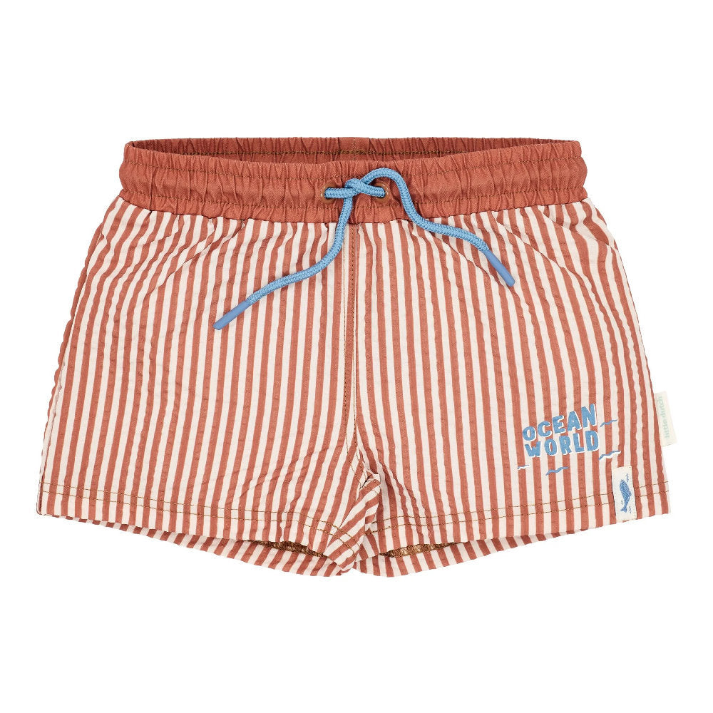 Costume da bagno 'Ocean Brown Stripes' (Tessuto Seersucker e Coulisse Regolabile)