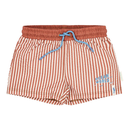 Costume da bagno 'Ocean Brown Stripes' (Tessuto Seersucker e Coulisse Regolabile)