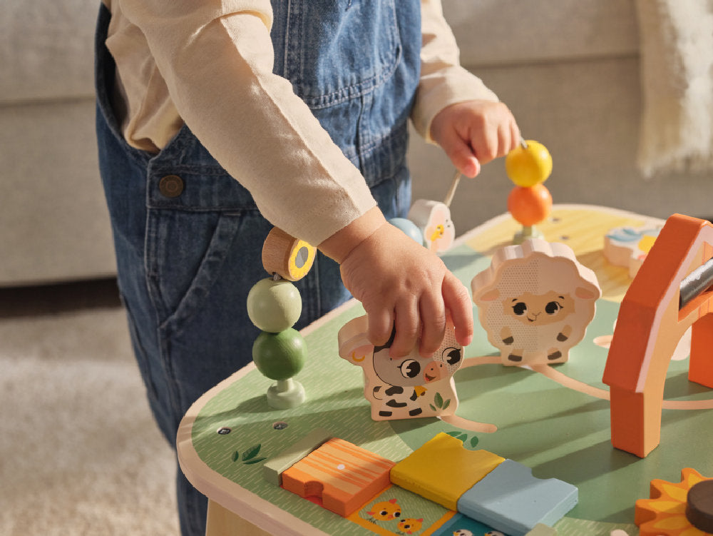 Tavolo Attività in Legno 'Wooden Activity Table - Avventura nella Fattoria'