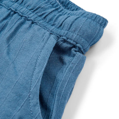 Pantaloncini Corti Effetto Lino a Righe - Indaco