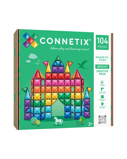 Set Costruzioni Magnetiche 'Creative Pack' 104 Pezzi Connetix Tiles (Linea Bright)