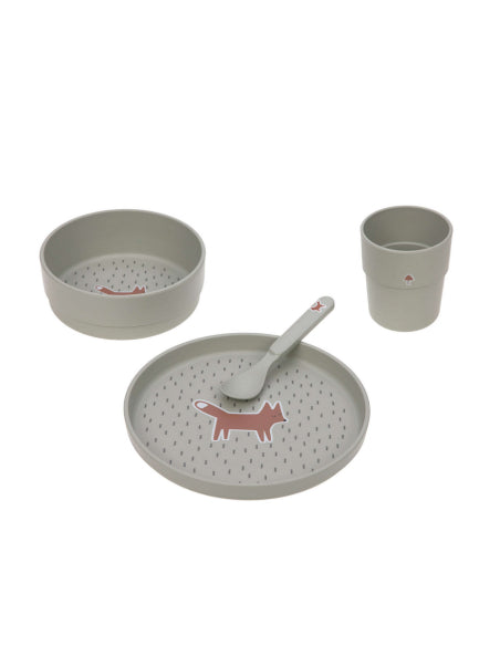 Set piatti 4 pezzi - Ciotola, piatto,bicchiere e cucchiaio