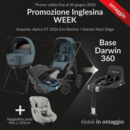 Inglesina Aptica XT 2026 con ovetto Evo Recline - con Base Darwin in Omaggio
