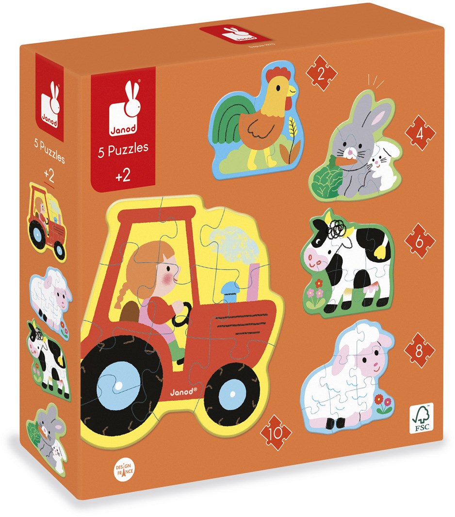 5 Puzzle evolutivi in cartone - Dai 3 anni