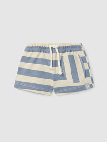 Shorts Pull-up in Jersey e Lino a Righe