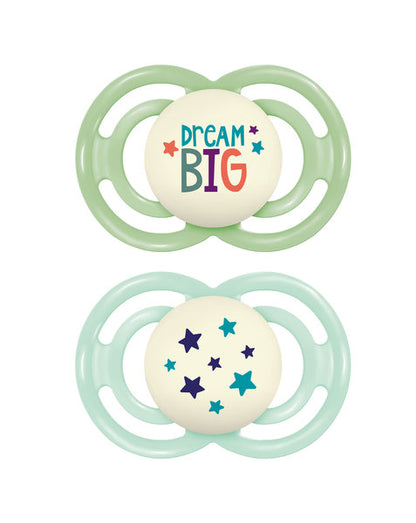 Succhietto Perfect night con scatola portaciuccio - Confezione doppia - Si illumina al buio