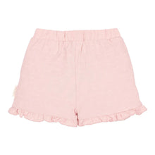Pantaloncini Corti Bambina con Volant e Motivo Floreale a Rilievo - Fairy Pink