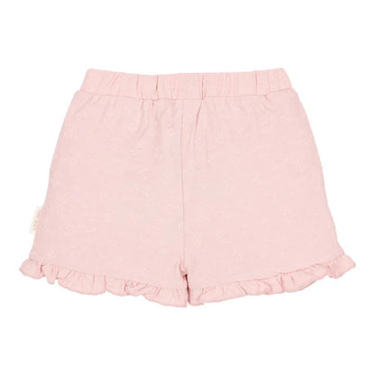 Pantaloncini Corti Bambina con Volant e Motivo Floreale a Rilievo - Fairy Pink
