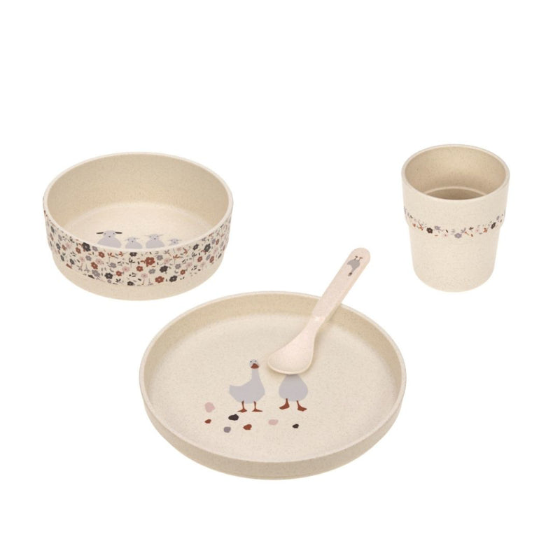 Set piatti 4 pezzi - Ciotola, piatto,bicchiere e cucchiaio