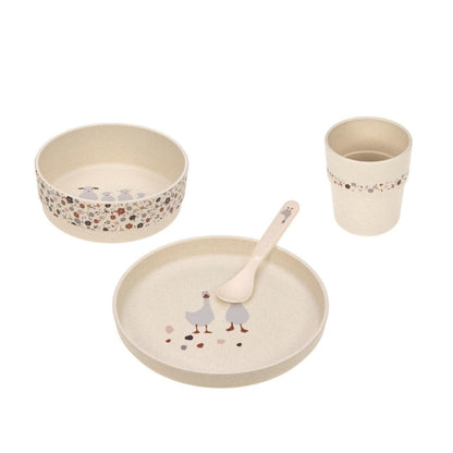 Set piatti 4 pezzi - Ciotola, piatto,bicchiere e cucchiaio