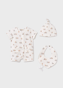 Set nascita completo: tutina corta, cappello, bavaglino e calzine
