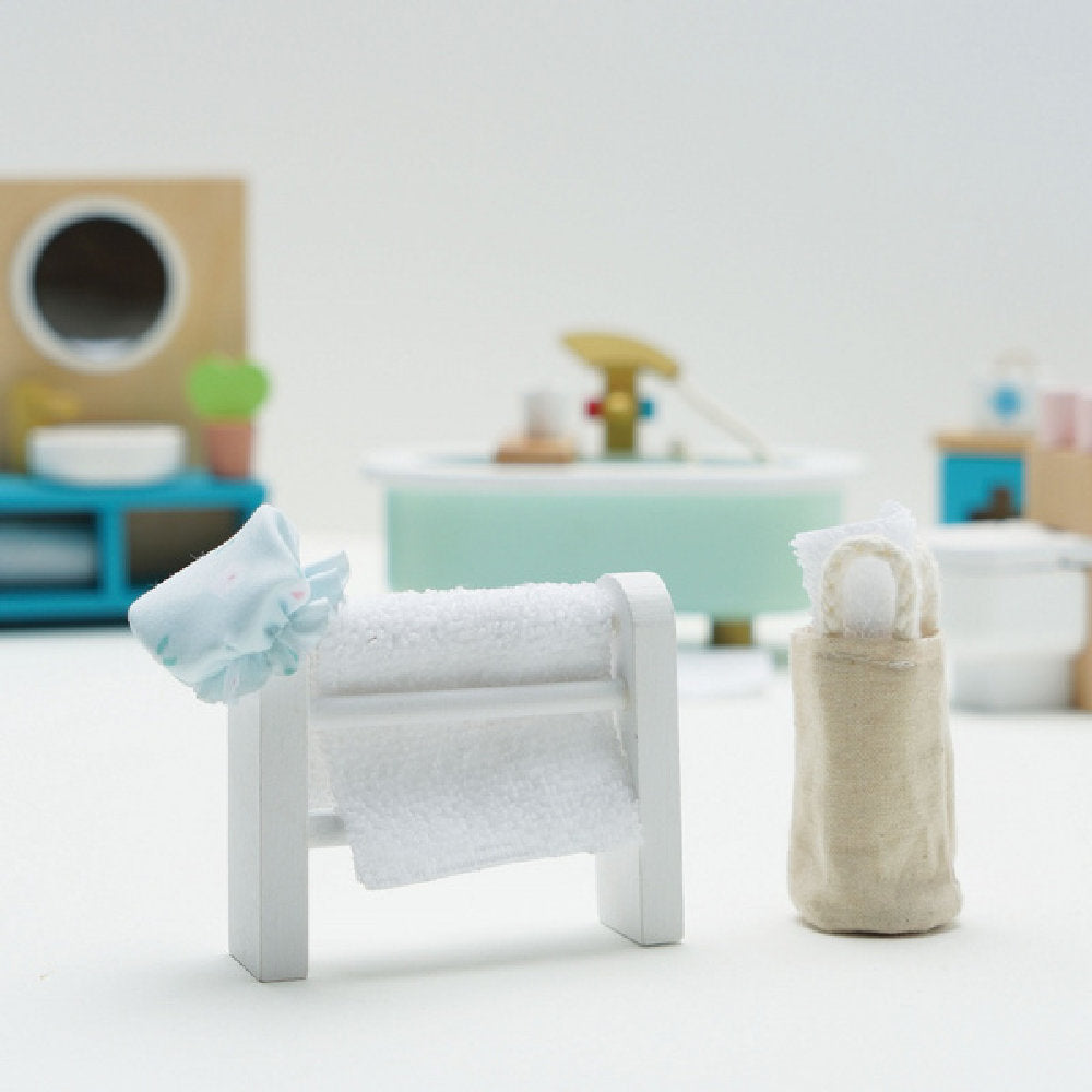 Set Arredo Bagno in Legno per Casa delle Bambole