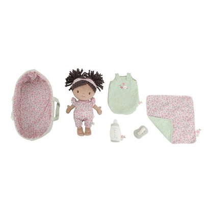 Set Bambola di Stoffa 'Evi' Little Dutch con Cesta Portaletino e Accessori Magnetici