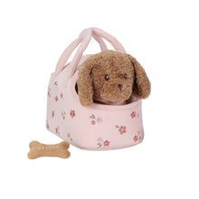 Peluche cane Jackie con trasportino