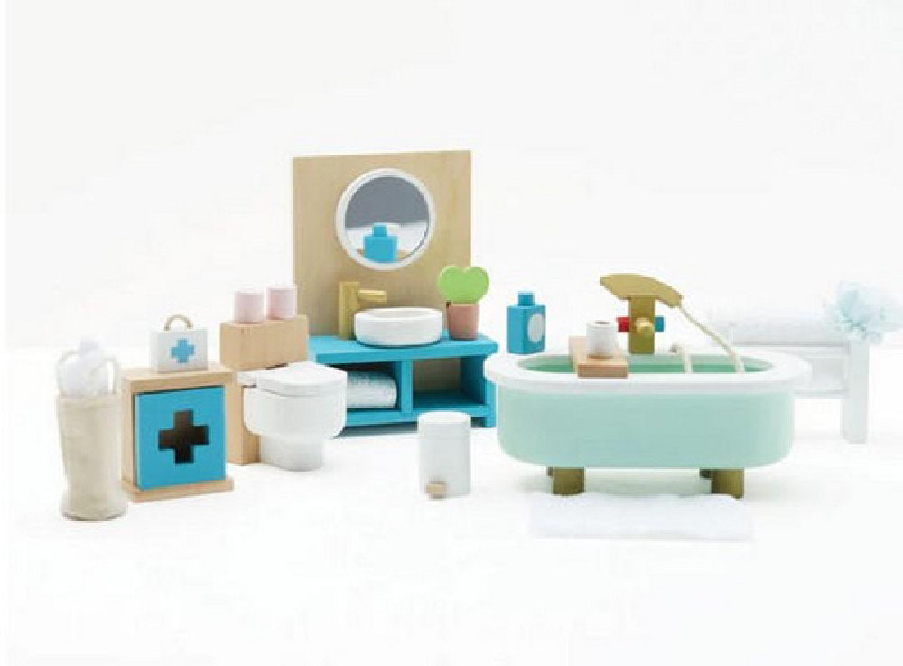 Set Arredo Bagno in Legno per Casa delle Bambole