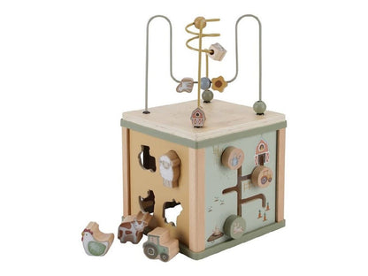 Cubo Multi-Attività Sensoriale in Legno 'Fattoria' - Dai 18 mesi